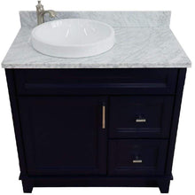 Load image into Gallery viewer, Bellaterra Home Vanity BellaTerra Home 37" Single sink vanity in Blue finish with White carrara marble and Left door/Round Left sink 400700-37L-BU-WMRDL