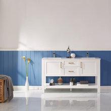 Load image into Gallery viewer, Vinnova Vanity Vinnova Grayson 60" Double Vanity in White and Composite Carrara White Stone Countertop Without Mirror