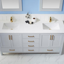 Load image into Gallery viewer, Vinnova Vanity Vinnova Shannon 72" Double Vanity in Paris Grey and Composite Carrara White Stone Countertop With Mirror