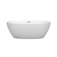 Load image into Gallery viewer, Wyndham Collection Bathtub Wyndham Collection WCBTE306163MWBNTRIM Juno 63 Inch Freestanding Bathtub in Matte White with Brushed Nickel Drain and Overflow Trim
