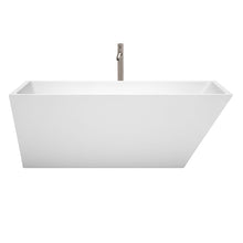 Load image into Gallery viewer, Wyndham Collection Bathtub Wyndham Collection WCBTK150167ATP11BN Hannah 67 Inch Freestanding Bathtub in White with Floor Mounted Faucet, Drain and Overflow Trim in Brushed Nickel