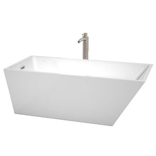 Load image into Gallery viewer, Wyndham Collection Bathtub Wyndham Collection WCBTK150167ATP11BN Hannah 67 Inch Freestanding Bathtub in White with Floor Mounted Faucet, Drain and Overflow Trim in Brushed Nickel
