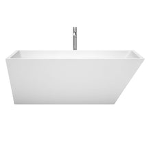 Load image into Gallery viewer, Wyndham Collection Bathtub Wyndham Collection WCBTK150167ATP11PC Hannah 67 Inch Freestanding Bathtub in White with Floor Mounted Faucet, Drain and Overflow Trim in Polished Chrome