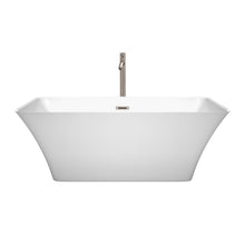 Load image into Gallery viewer, Wyndham Collection Bathtub Wyndham Collection WCBTK150459ATP11BN Tiffany 59 Inch Freestanding Bathtub in White with Floor Mounted Faucet, Drain and Overflow Trim in Brushed Nickel