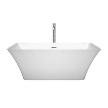 Load image into Gallery viewer, Wyndham Collection Bathtub Wyndham Collection WCBTK150459ATP11PC Tiffany 59 Inch Freestanding Bathtub in White with Floor Mounted Faucet, Drain and Overflow Trim in Polished Chrome
