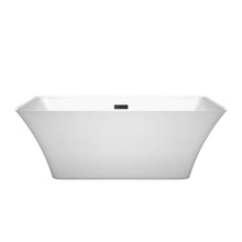 Load image into Gallery viewer, Wyndham Collection Bathtub Wyndham Collection WCBTK150459MBTRIM Tiffany 59 Inch Freestanding Bathtub in White with Matte Black Drain and Overflow Trim