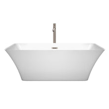 Load image into Gallery viewer, Wyndham Collection Bathtub Wyndham Collection WCBTK150467ATP11BN Tiffany 67 Inch Freestanding Bathtub in White with Floor Mounted Faucet, Drain and Overflow Trim in Brushed Nickel