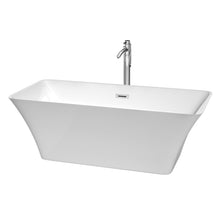 Load image into Gallery viewer, Wyndham Collection Bathtub Wyndham Collection WCBTK150467ATP11PC Tiffany 67 Inch Freestanding Bathtub in White with Floor Mounted Faucet, Drain and Overflow Trim in Polished Chrome