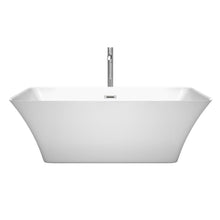 Load image into Gallery viewer, Wyndham Collection Bathtub Wyndham Collection WCBTK150467ATP11PC Tiffany 67 Inch Freestanding Bathtub in White with Floor Mounted Faucet, Drain and Overflow Trim in Polished Chrome