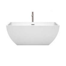 Load image into Gallery viewer, Wyndham Collection Bathtub Wyndham Collection WCBTK150559ATP11BN Rachel 59 Inch Freestanding Bathtub in White with Floor Mounted Faucet, Drain and Overflow Trim in Brushed Nickel