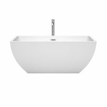 Load image into Gallery viewer, Wyndham Collection Bathtub Wyndham Collection WCBTK150559ATP11PC Rachel 59 Inch Freestanding Bathtub in White with Floor Mounted Faucet, Drain and Overflow Trim in Polished Chrome