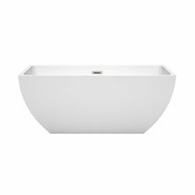 Load image into Gallery viewer, Wyndham Collection Bathtub Wyndham Collection WCBTK150559BNTRIM Rachel 59 Inch Freestanding Bathtub in White with Brushed Nickel Drain and Overflow Trim