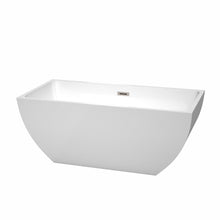 Load image into Gallery viewer, Wyndham Collection Bathtub Wyndham Collection WCBTK150559BNTRIM Rachel 59 Inch Freestanding Bathtub in White with Brushed Nickel Drain and Overflow Trim