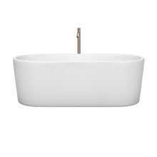 Load image into Gallery viewer, Wyndham Collection Bathtub Wyndham Collection WCBTK151167ATP11BN Ursula 67 Inch Freestanding Bathtub in White with Floor Mounted Faucet, Drain and Overflow Trim in Brushed Nickel