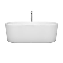Load image into Gallery viewer, Wyndham Collection Bathtub Wyndham Collection WCBTK151167ATP11PC Ursula 67 Inch Freestanding Bathtub in White with Floor Mounted Faucet, Drain and Overflow Trim in Polished Chrome