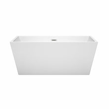 Load image into Gallery viewer, Wyndham Collection Bathtub Wyndham Collection WCBTK151459 Sara 59 Inch Freestanding Bathtub in White with Polished Chrome Drain and Overflow Trim