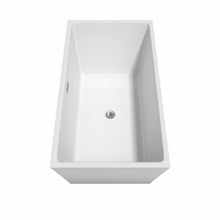 Load image into Gallery viewer, Wyndham Collection Bathtub Wyndham Collection WCBTK151459BNTRIM Sara 59 Inch Freestanding Bathtub in White with Brushed Nickel Drain and Overflow Trim