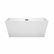 Load image into Gallery viewer, Wyndham Collection Bathtub Wyndham Collection WCBTK151459MBTRIM Sara 59 Inch Freestanding Bathtub in White with Matte Black Drain and Overflow Trim