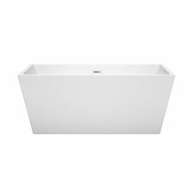 Load image into Gallery viewer, Wyndham Collection Bathtub Wyndham Collection WCBTK151459SWTRIM Sara 59 Inch Freestanding Bathtub in White with Shiny White Drain and Overflow Trim