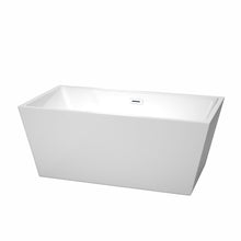 Load image into Gallery viewer, Wyndham Collection Bathtub Wyndham Collection WCBTK151459SWTRIM Sara 59 Inch Freestanding Bathtub in White with Shiny White Drain and Overflow Trim