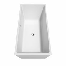 Load image into Gallery viewer, Wyndham Collection Bathtub Wyndham Collection WCBTK151467ATP11PC Sara 67 Inch Freestanding Bathtub in White with Floor Mounted Faucet, Drain and Overflow Trim in Polished Chrome