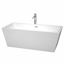 Load image into Gallery viewer, Wyndham Collection Bathtub Wyndham Collection WCBTK151467ATP11PC Sara 67 Inch Freestanding Bathtub in White with Floor Mounted Faucet, Drain and Overflow Trim in Polished Chrome