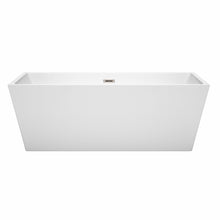 Load image into Gallery viewer, Wyndham Collection Bathtub Wyndham Collection WCBTK151467BNTRIM Sara 67 Inch Freestanding Bathtub in White with Brushed Nickel Drain and Overflow Trim