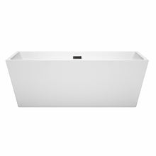 Load image into Gallery viewer, Wyndham Collection Bathtub Wyndham Collection WCBTK151467MBTRIM Sara 67 Inch Freestanding Bathtub in White with Matte Black Drain and Overflow Trim