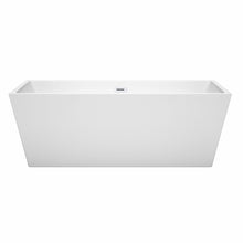 Load image into Gallery viewer, Wyndham Collection Bathtub Wyndham Collection WCBTK151467SWTRIM Sara 67 Inch Freestanding Bathtub in White with Shiny White Drain and Overflow Trim