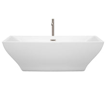 Load image into Gallery viewer, Wyndham Collection Bathtub Wyndham Collection WCBTK151871ATP11BN Maryam 71 Inch Freestanding Bathtub in White with Floor Mounted Faucet, Drain and Overflow Trim in Brushed Nickel