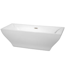 Load image into Gallery viewer, Wyndham Collection Bathtub Wyndham Collection WCBTK151871BNTRIM Maryam 71 Inch Freestanding Bathtub in White with Brushed Nickel Drain and Overflow Trim