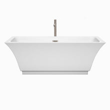 Load image into Gallery viewer, Wyndham Collection Bathtub Wyndham Collection WCBTK151967ATP11BN Galina 67 Inch Freestanding Bathtub in White with Floor Mounted Faucet, Drain and Overflow Trim in Brushed Nickel