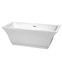 Load image into Gallery viewer, Wyndham Collection Bathtub Wyndham Collection WCBTK151967BNTRIM Galina 67 Inch Freestanding Bathtub in White with Brushed Nickel Drain and Overflow Trim