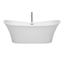 Load image into Gallery viewer, Wyndham Collection Bathtub Wyndham Collection WCBTK152871ATP11BN Bolera 71 Inch Freestanding Bathtub in White with Floor Mounted Faucet, Drain and Overflow Trim in Brushed Nickel