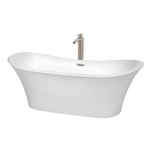 Load image into Gallery viewer, Wyndham Collection Bathtub Wyndham Collection WCBTK152871ATP11BN Bolera 71 Inch Freestanding Bathtub in White with Floor Mounted Faucet, Drain and Overflow Trim in Brushed Nickel