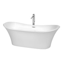 Load image into Gallery viewer, Wyndham Collection Bathtub Wyndham Collection WCBTK152871ATP11PC Bolera 71 Inch Freestanding Bathtub in White with Floor Mounted Faucet, Drain and Overflow Trim in Polished Chrome