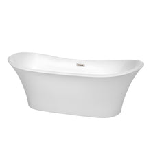 Load image into Gallery viewer, Wyndham Collection Bathtub Wyndham Collection WCBTK152871BNTRIM Bolera 71 Inch Freestanding Bathtub in White with Brushed Nickel Drain and Overflow Trim