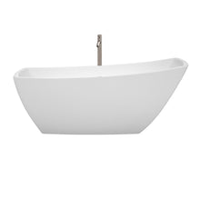 Load image into Gallery viewer, Wyndham Collection Bathtub Wyndham Collection WCBTK153367ATP11BN Antigua 67 Inch Freestanding Bathtub in White with Floor Mounted Faucet, Drain and Overflow Trim in Brushed Nickel