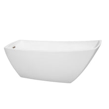 Load image into Gallery viewer, Wyndham Collection Bathtub Wyndham Collection WCBTK153367BNTRIM Antigua 67 Inch Freestanding Bathtub in White with Brushed Nickel Drain and Overflow Trim