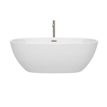 Load image into Gallery viewer, Wyndham Collection Bathtub Wyndham Collection WCBTK156167ATP11BN Juno 67 Inch Freestanding Bathtub in White with Floor Mounted Faucet, Drain and Overflow Trim in Brushed Nickel