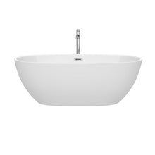 Load image into Gallery viewer, Wyndham Collection Bathtub Wyndham Collection WCBTK156167ATP11PC Juno 67 Inch Freestanding Bathtub in White with Floor Mounted Faucet, Drain and Overflow Trim in Polished Chrome