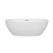 Load image into Gallery viewer, Wyndham Collection Bathtub Wyndham Collection WCBTK156167BNTRIM Juno 67 Inch Freestanding Bathtub in White with Brushed Nickel Drain and Overflow Trim