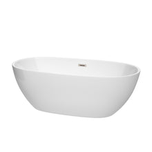Load image into Gallery viewer, Wyndham Collection Bathtub Wyndham Collection WCBTK156167BNTRIM Juno 67 Inch Freestanding Bathtub in White with Brushed Nickel Drain and Overflow Trim