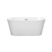 Load image into Gallery viewer, Wyndham Collection Bathtub Wyndham Collection WCBTM153459BNTRIM Callie 59 Inch Freestanding Bathtub in White with Brushed Nickel Drain and Overflow Trim