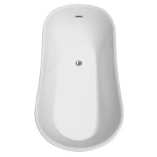 Load image into Gallery viewer, Wyndham Collection Bathtub Wyndham Collection WCBTO85467ATP11BN Janice 67 Inch Freestanding Bathtub in White with Floor Mounted Faucet, Drain and Overflow Trim in Brushed Nickel