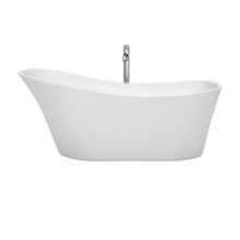 Load image into Gallery viewer, Wyndham Collection Bathtub Wyndham Collection WCBTO85467ATP11PC Janice 67 Inch Freestanding Bathtub in White with Floor Mounted Faucet, Drain and Overflow Trim in Polished Chrome