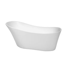 Load image into Gallery viewer, Wyndham Collection Bathtub Wyndham Collection WCBTO85467BNTRIM Janice 67 Inch Freestanding Bathtub in White with Brushed Nickel Drain and Overflow Trim