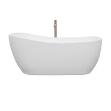 Load image into Gallery viewer, Wyndham Collection Bathtub Wyndham Collection WCBTO85666ATP11BN Margaret 66 Inch Freestanding Bathtub in White with Floor Mounted Faucet, Drain and Overflow Trim in Brushed Nickel