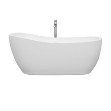 Load image into Gallery viewer, Wyndham Collection Bathtub Wyndham Collection WCBTO85666ATP11PC Margaret 66 Inch Freestanding Bathtub in White with Floor Mounted Faucet, Drain and Overflow Trim in Polished Chrome