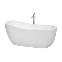 Load image into Gallery viewer, Wyndham Collection Bathtub Wyndham Collection WCBTO85666ATP11PC Margaret 66 Inch Freestanding Bathtub in White with Floor Mounted Faucet, Drain and Overflow Trim in Polished Chrome